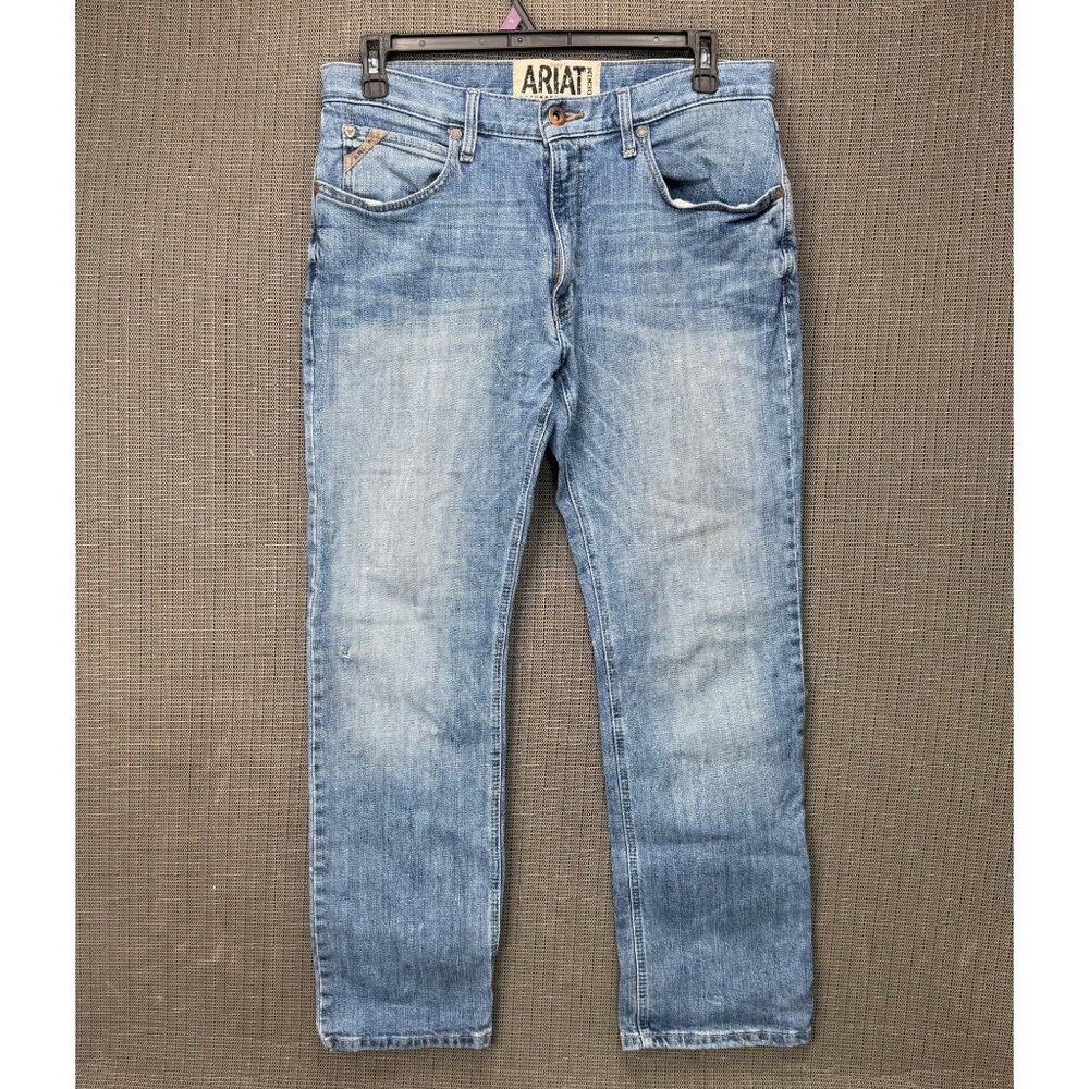 Ariat Mens 34X32 Blue Straight-Leg Denim Jeans Stretch Cotton Casual Wear (need